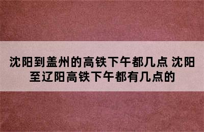 沈阳到盖州的高铁下午都几点 沈阳至辽阳高铁下午都有几点的